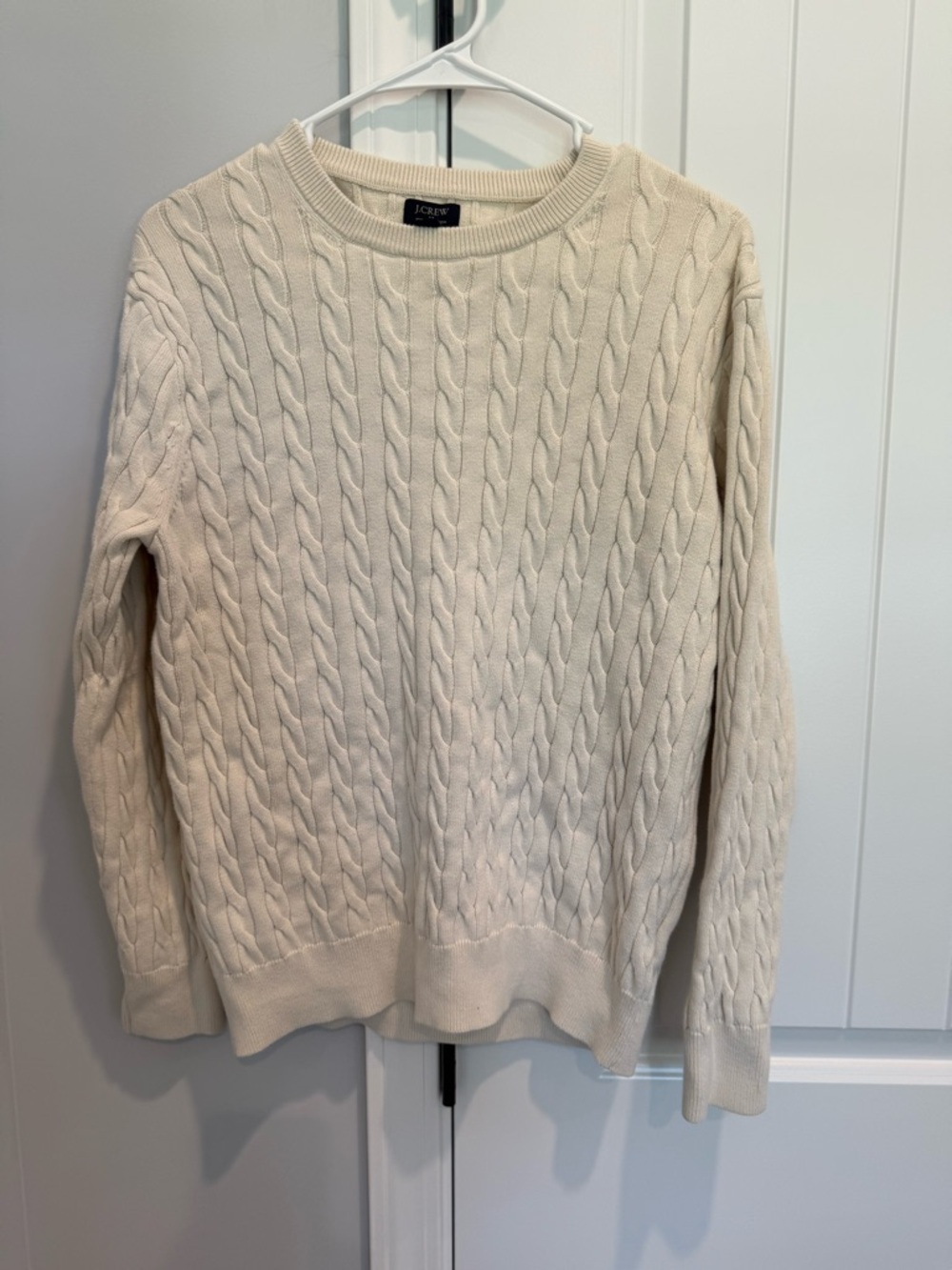 J. Crew Factory Cream Cable-Knit Crewneck Sweater